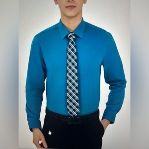 Men’s Bespoke Classic Fit Long Sleeve Turquoise Dress Shirt 32-33 Size Small